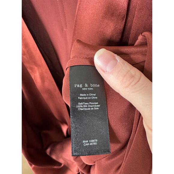 Rag & Bone Lei Wrap front silk blouse burgundy - Picture 4 of 5
